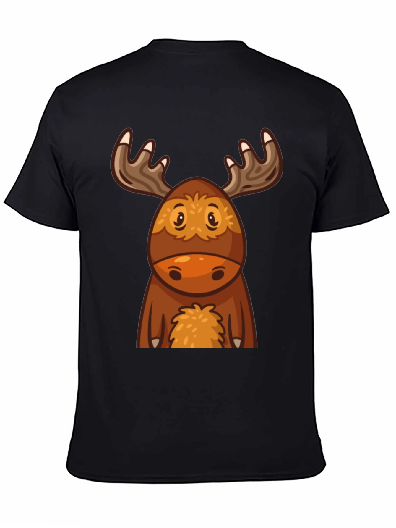 Cute Cartoon Moose Black T-Shirt