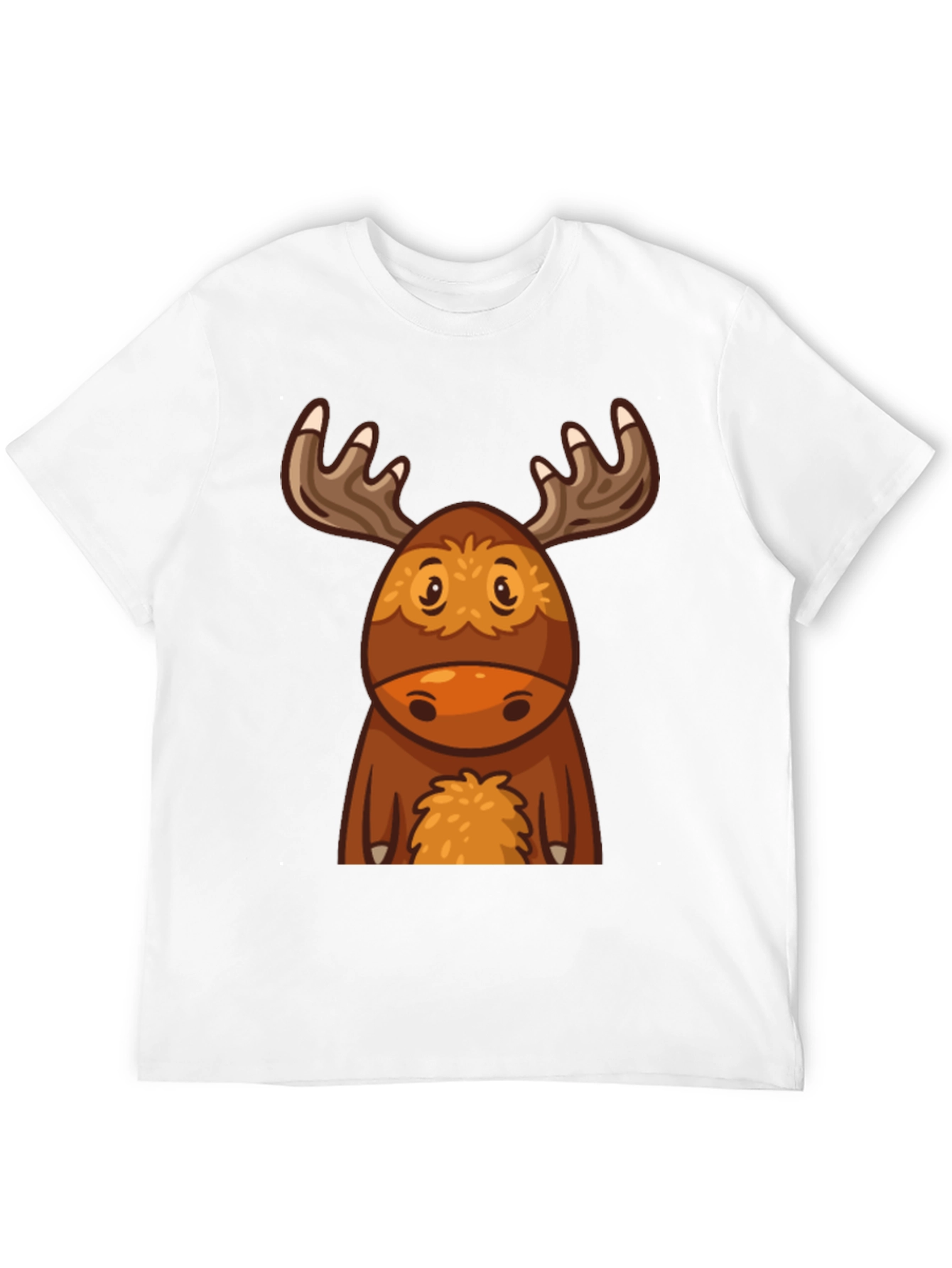Cute Cartoon Moose Black T-Shirt