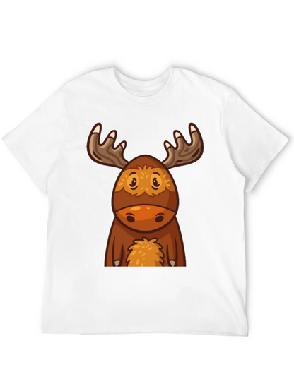 Cute Cartoon Moose Black T-Shirt