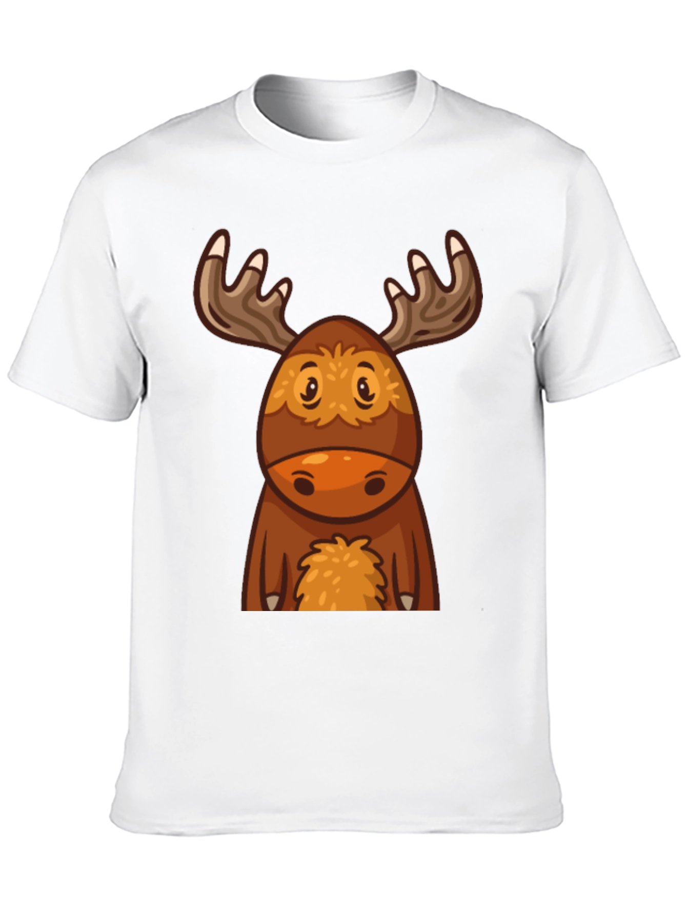 Cute Cartoon Moose Black T-Shirt