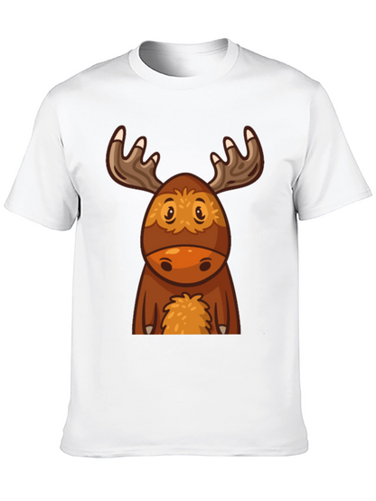 Cute Cartoon Moose Black T-Shirt