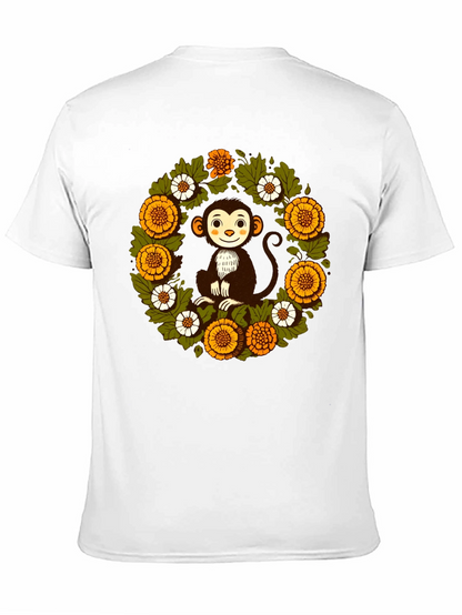 Monkey Floral Wreath Graphic T-Shirt