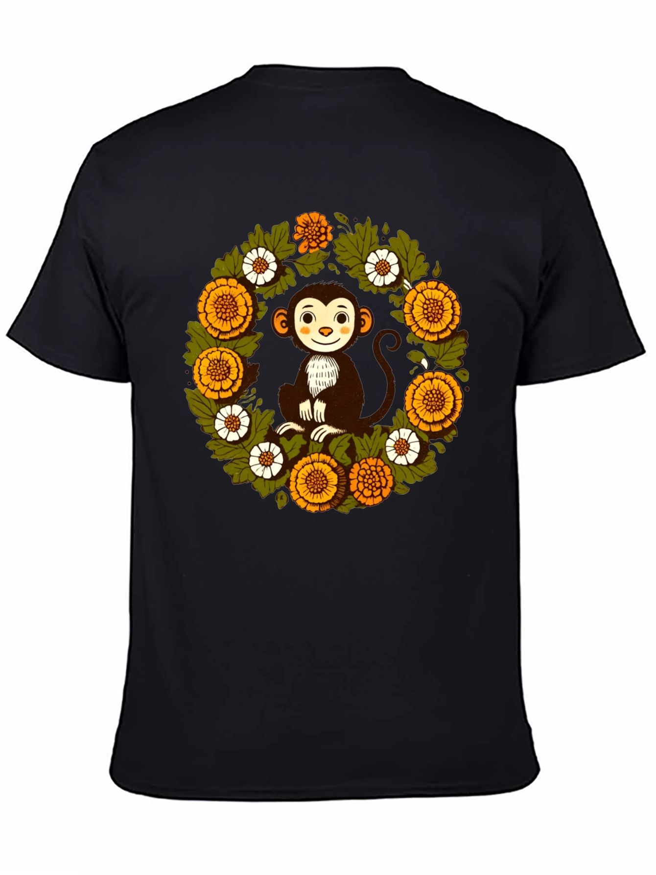 Monkey Floral Wreath Graphic T-Shirt