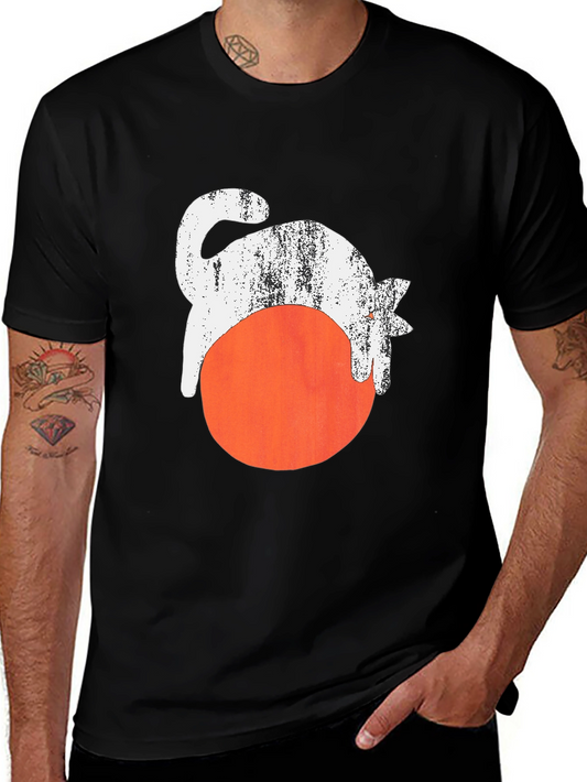 Cool Cat & Ball Graphic Tee - Black Cotton Blend