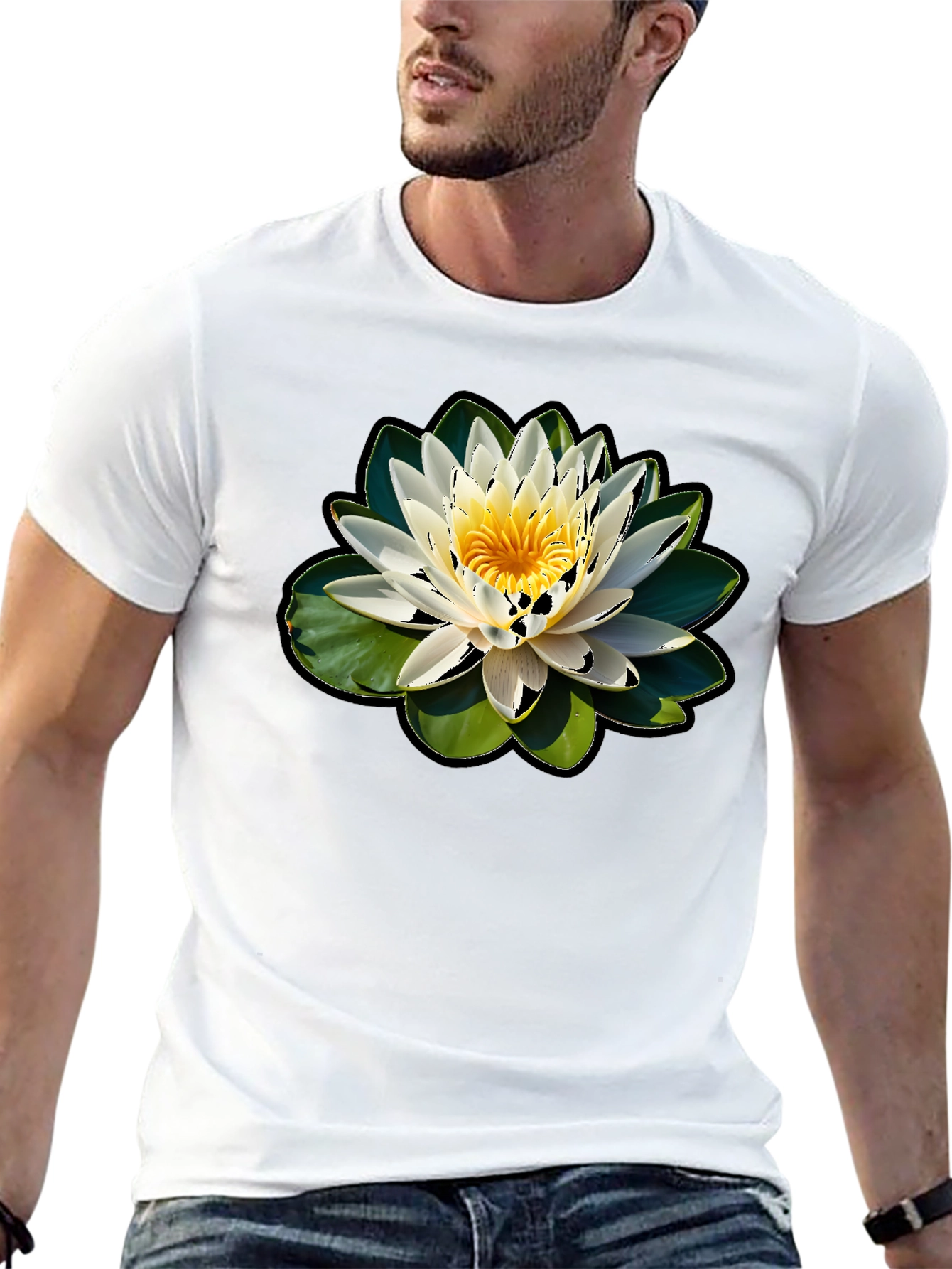 Lotus Flower Graphic T-Shirt - Nature Inspired Design