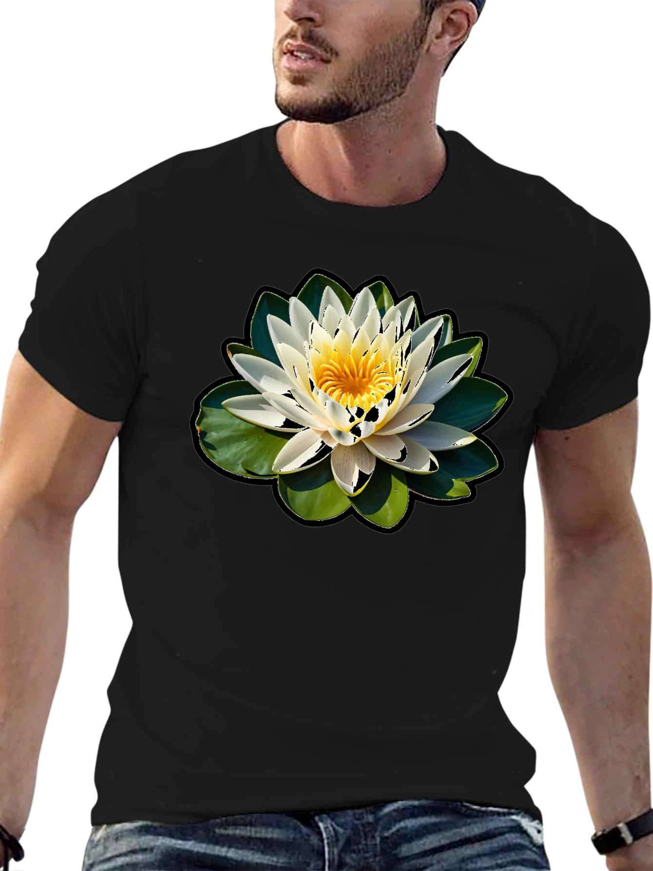 Lotus Flower Graphic T-Shirt - Nature Inspired Design