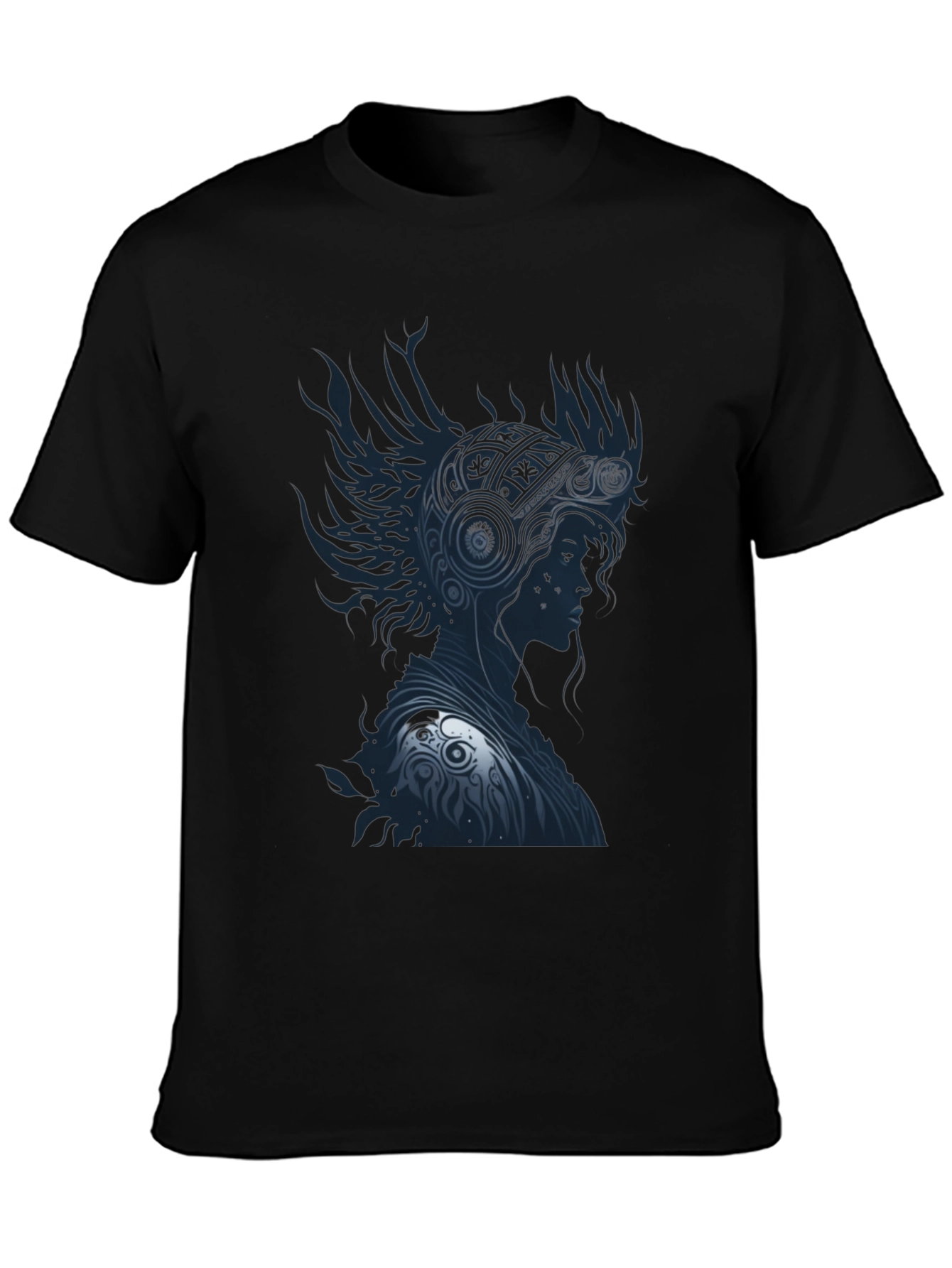 Stylish Black T-Shirt with Warrior Graphic Design