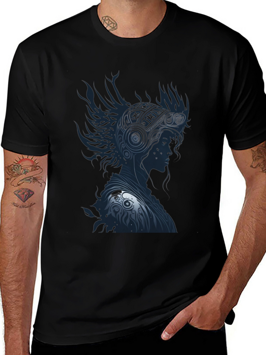 Stylish Black T-Shirt with Warrior Graphic Design