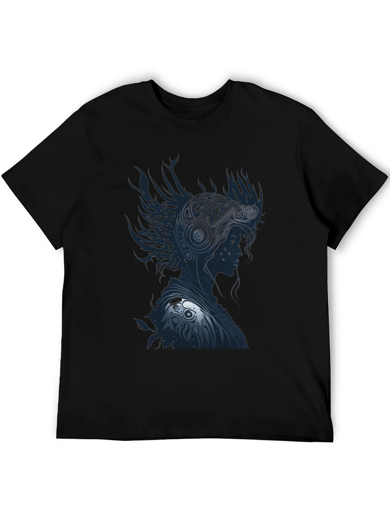 Stylish Black T-Shirt with Warrior Graphic Design