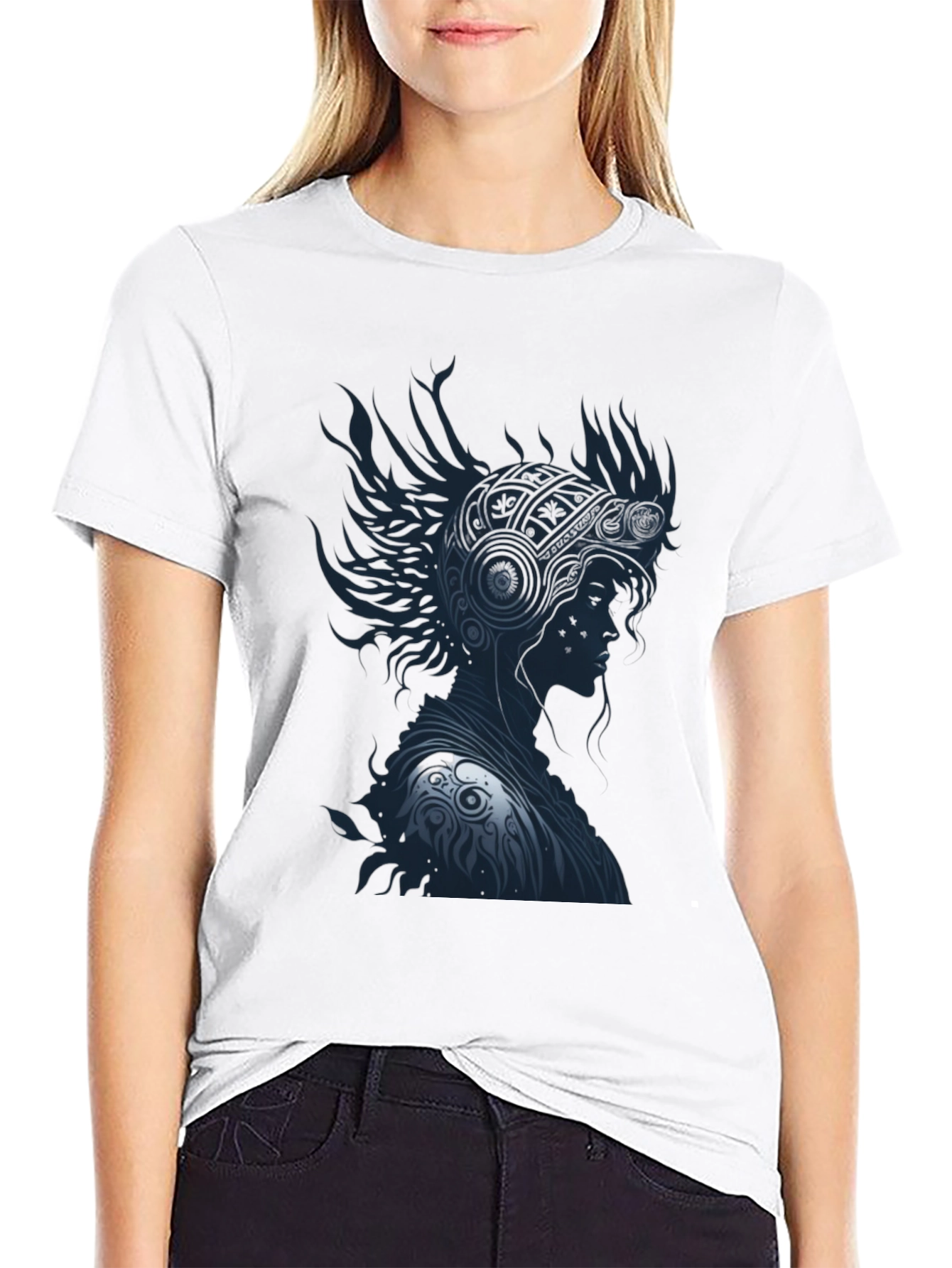 Stylish Black T-Shirt with Warrior Graphic Design