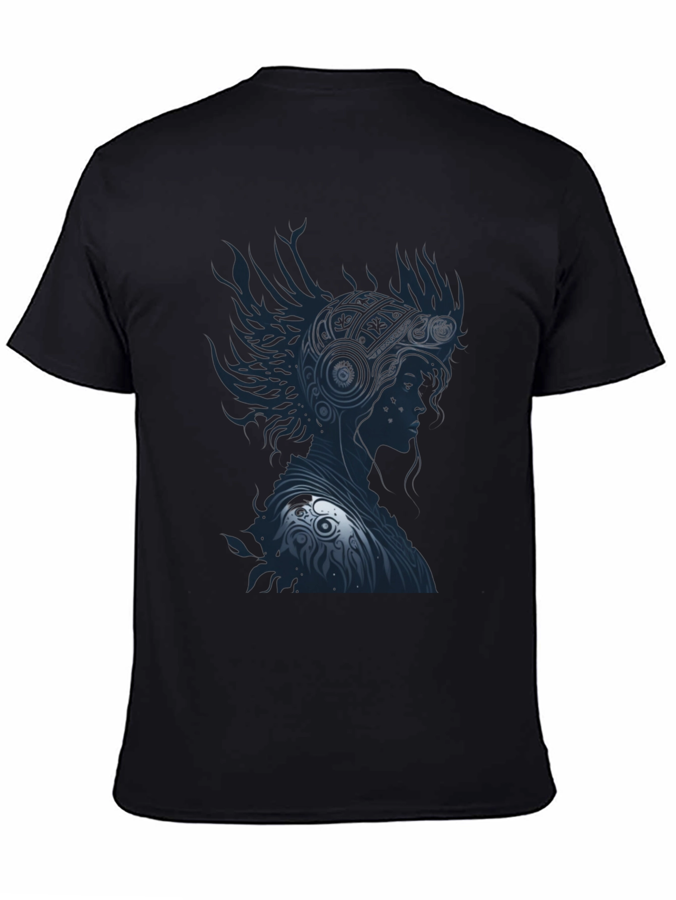 Stylish Black T-Shirt with Warrior Graphic Design
