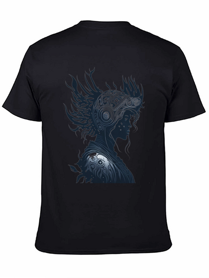 Stylish Black T-Shirt with Warrior Graphic Design