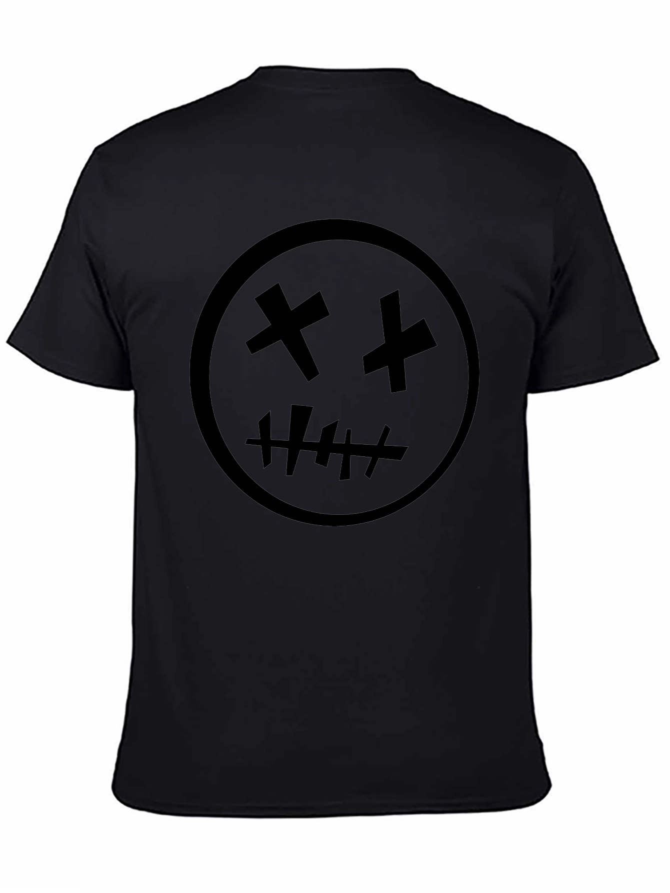 Black Graphic Tee - X Eyes Stitched Mouth