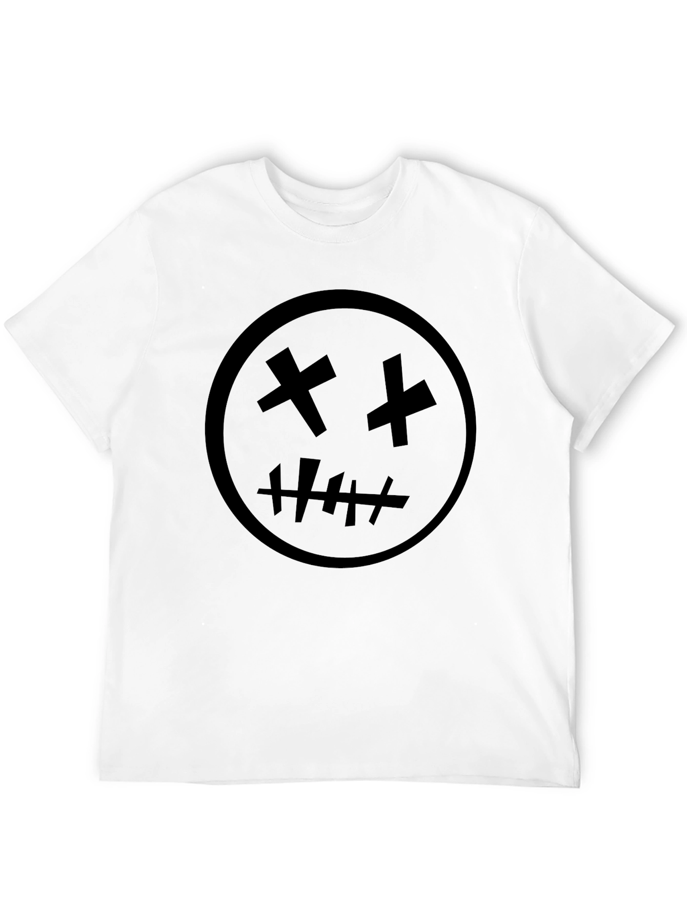 Black Graphic Tee - X Eyes Stitched Mouth