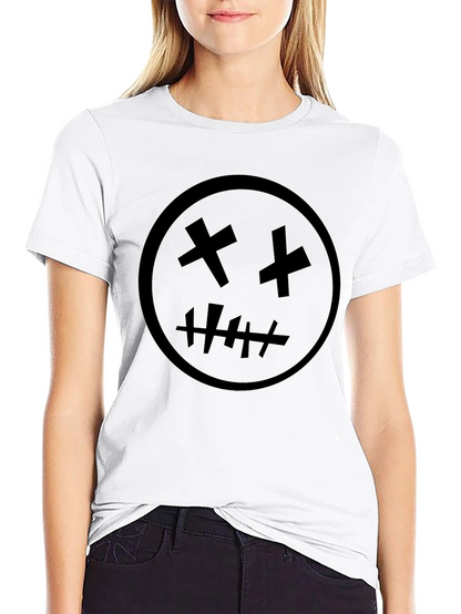 Black Graphic Tee - X Eyes Stitched Mouth