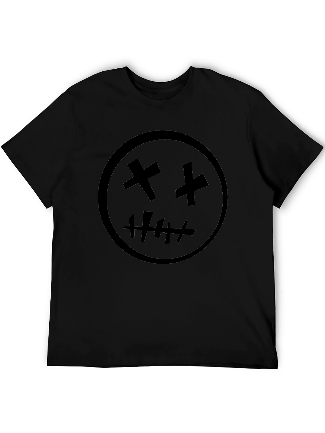 Black Graphic Tee - X Eyes Stitched Mouth