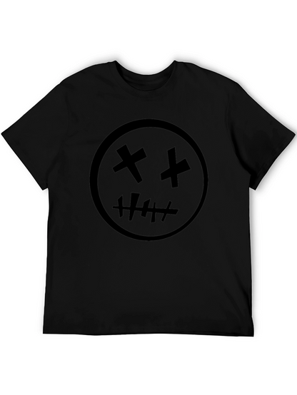 Black Graphic Tee - X Eyes Stitched Mouth