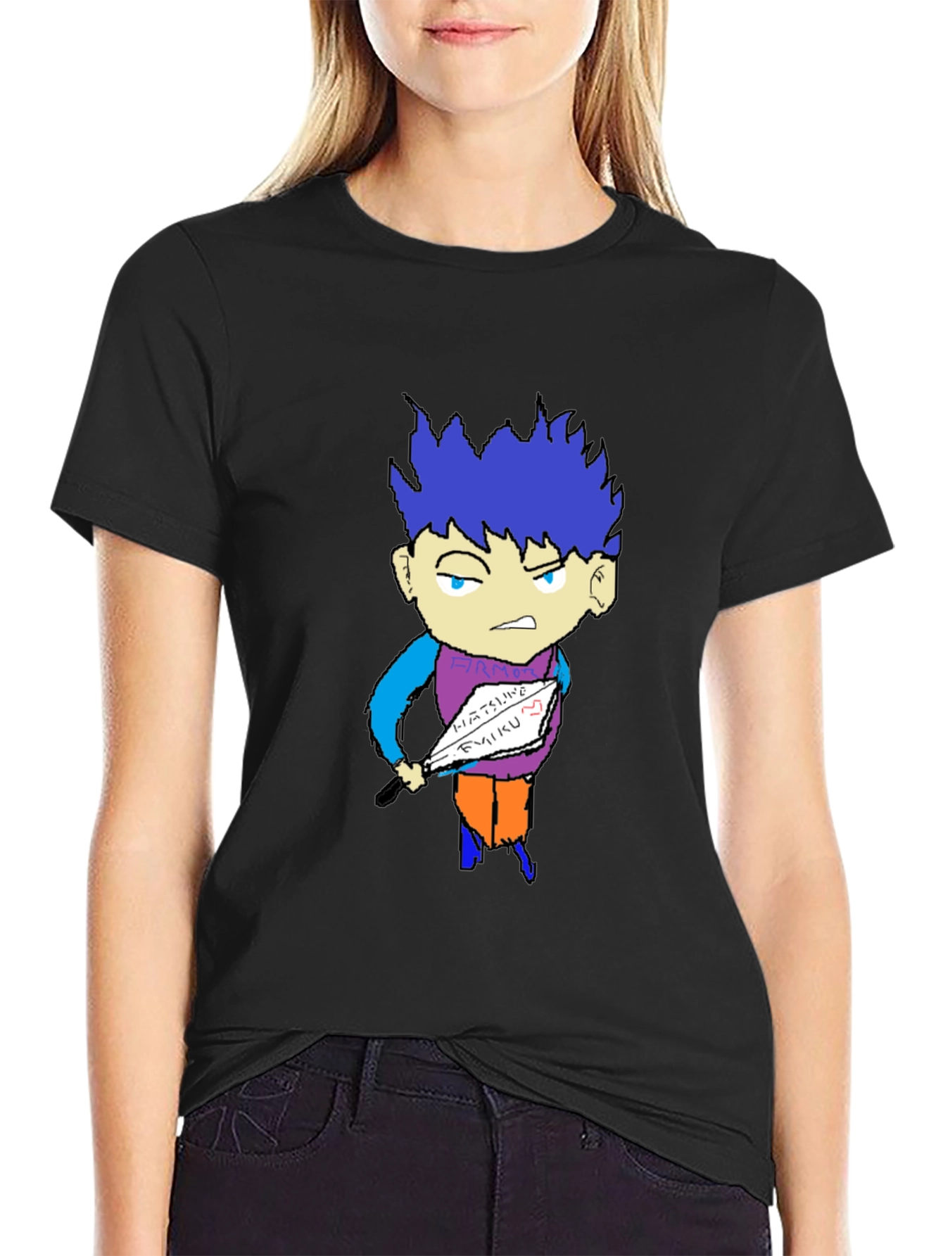 Unique Graphic Tee - Anime Style Cartoon Print