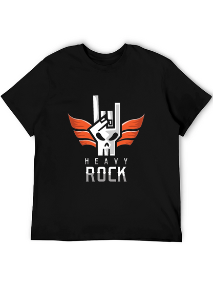 Heavy Rock Skull Graphic Tee - Black