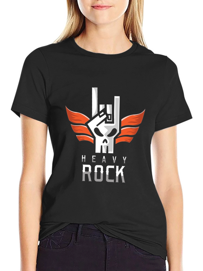 Heavy Rock Skull Graphic Tee - Black