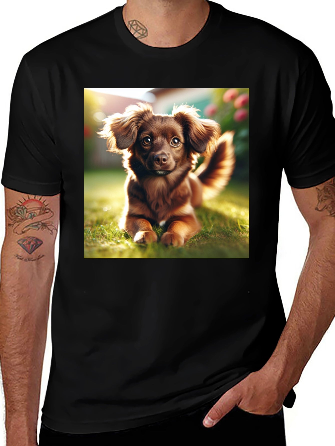 Cute Dog Graphic Tee - Unisex Black T-Shirt