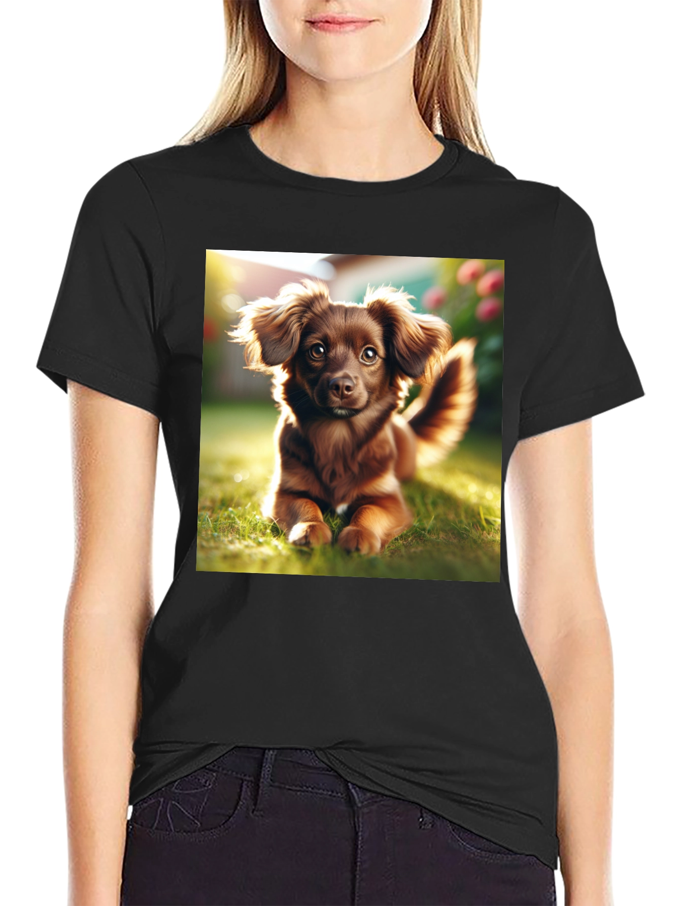 Cute Dog Graphic Tee - Unisex Black T-Shirt