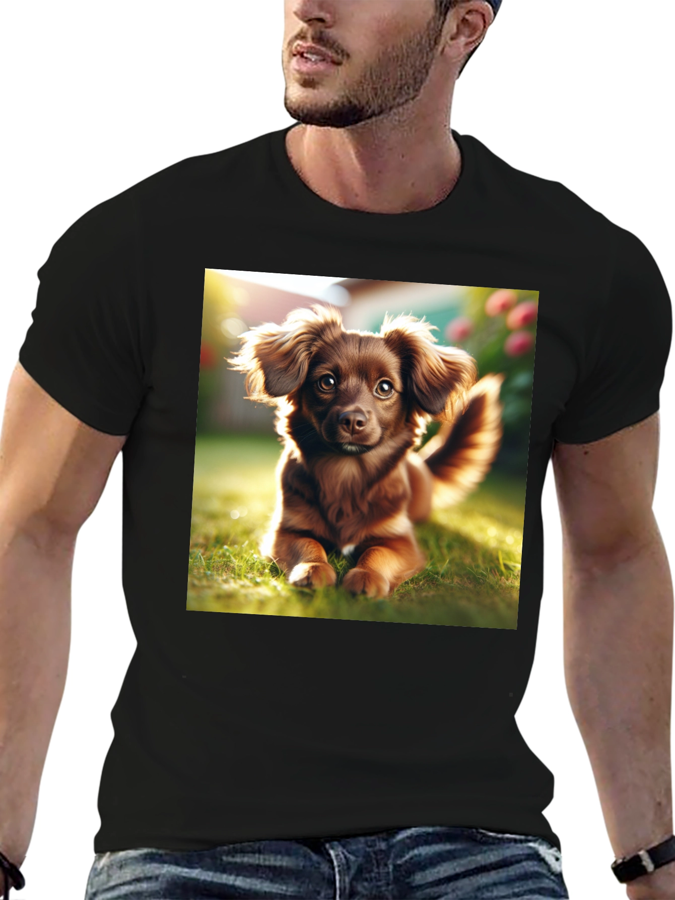 Cute Dog Graphic Tee - Unisex Black T-Shirt