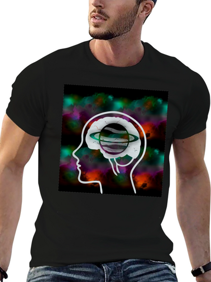 Brain Planet Graphic Tee - Creative Black T-Shirt