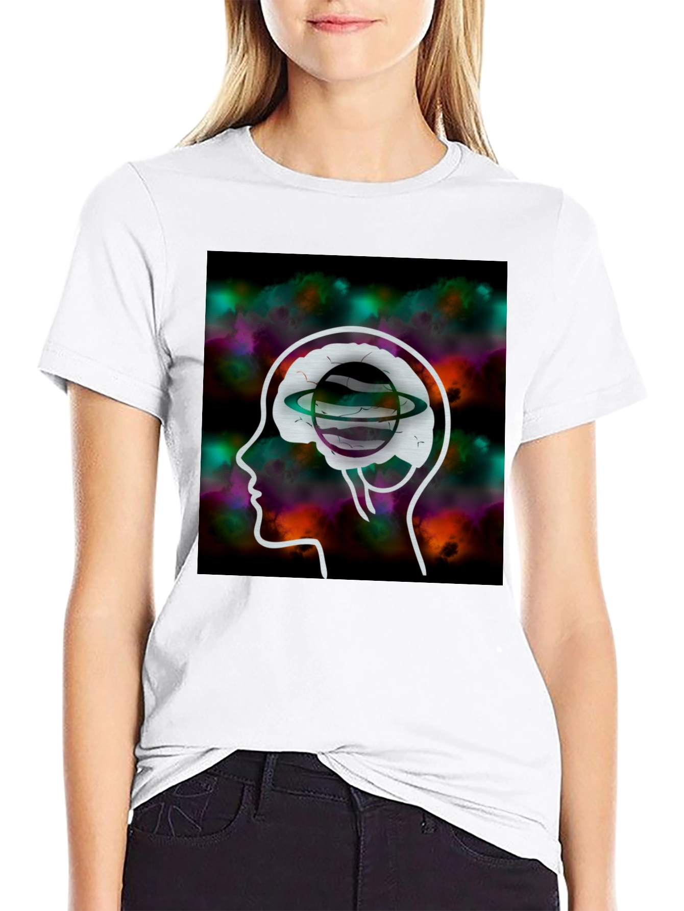 Brain Planet Graphic Tee - Creative Black T-Shirt