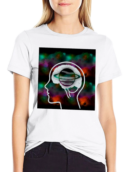 Brain Planet Graphic Tee - Creative Black T-Shirt
