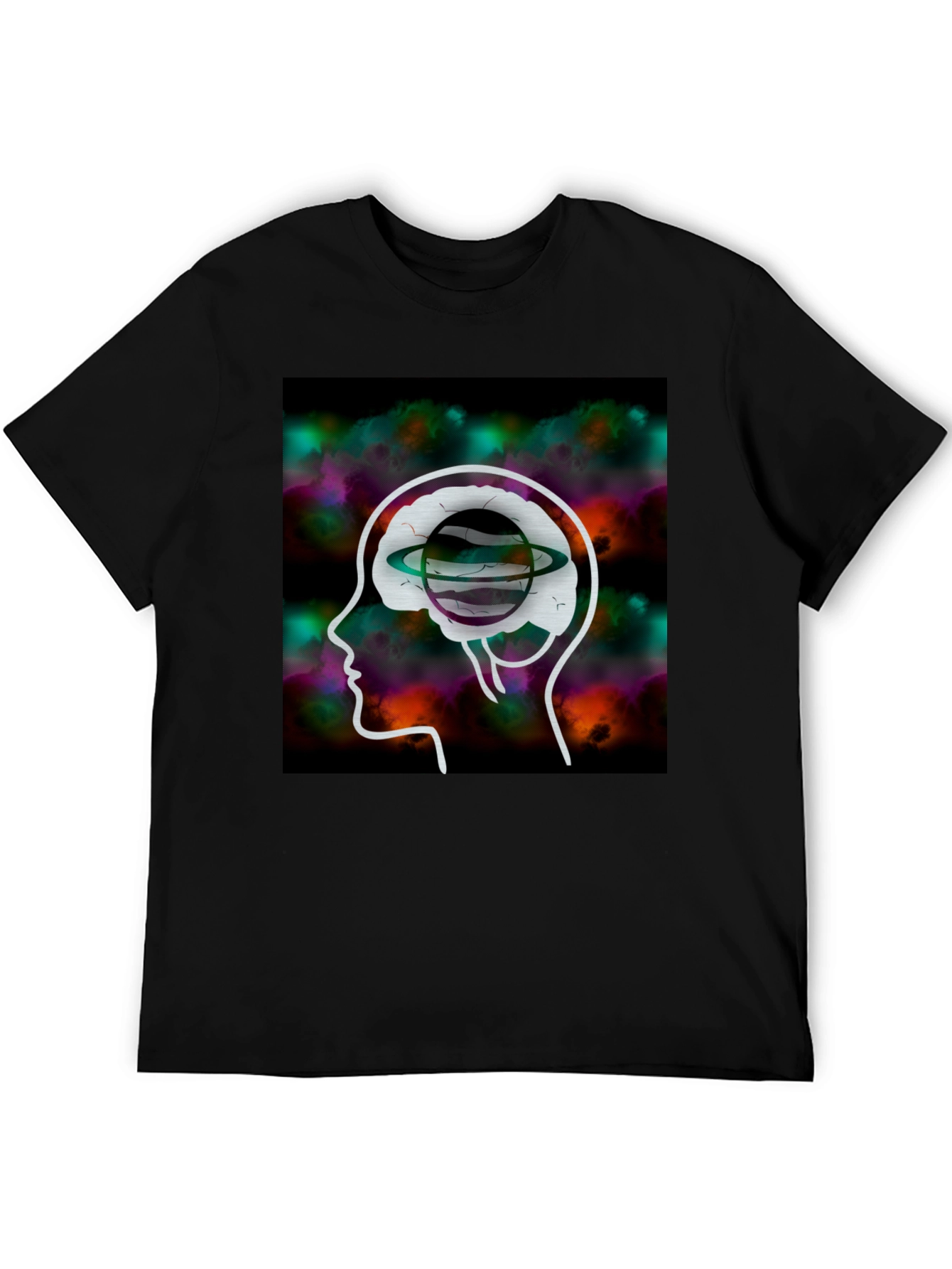 Brain Planet Graphic Tee - Creative Black T-Shirt