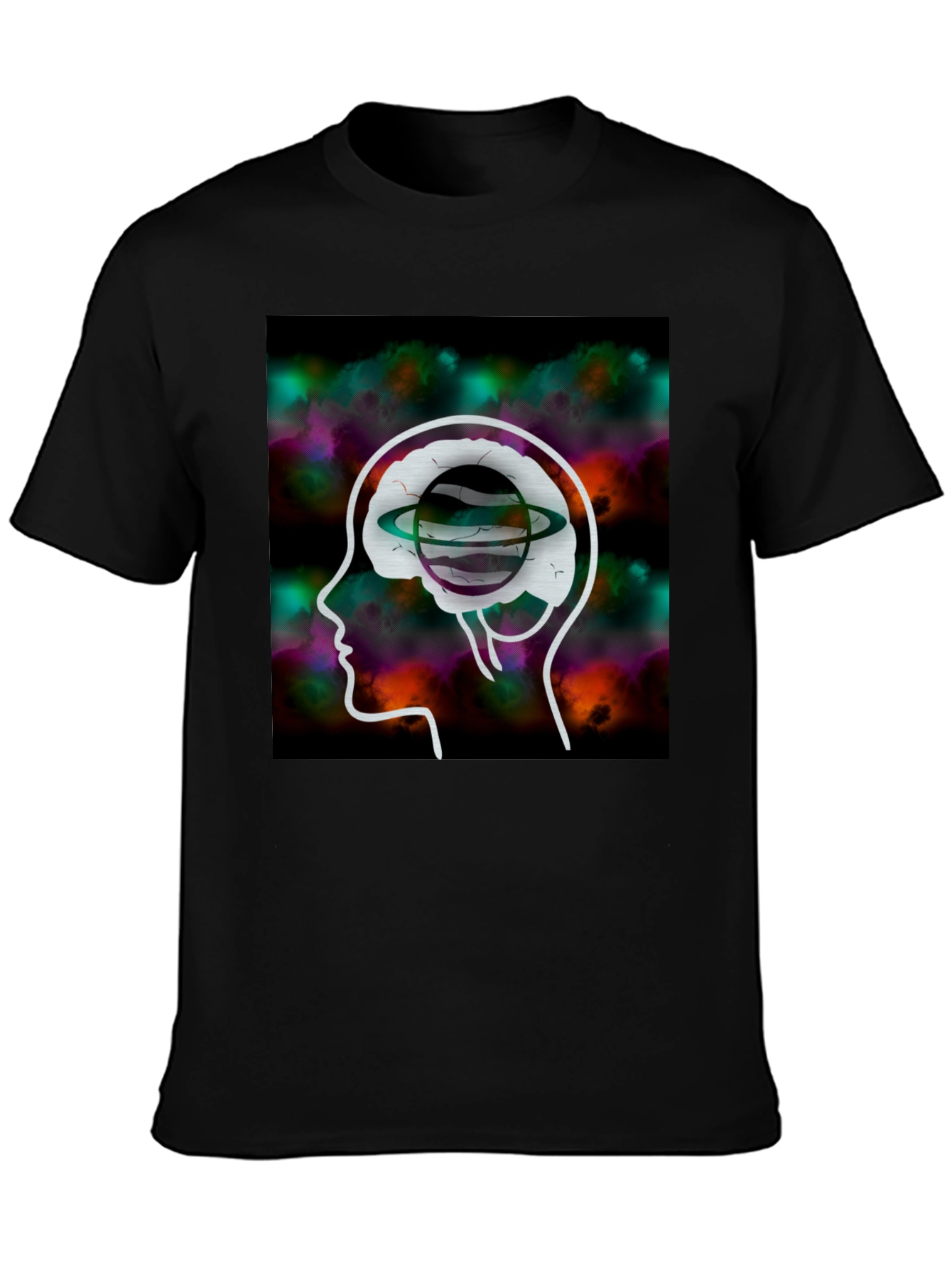 Brain Planet Graphic Tee - Creative Black T-Shirt