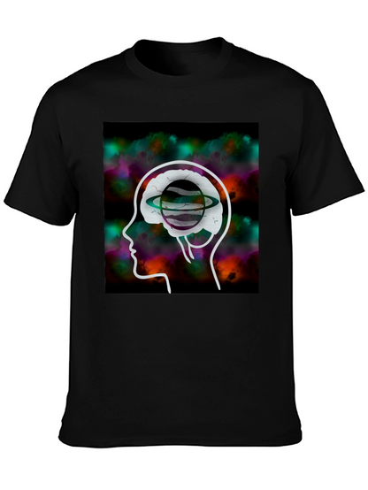 Brain Planet Graphic Tee - Creative Black T-Shirt