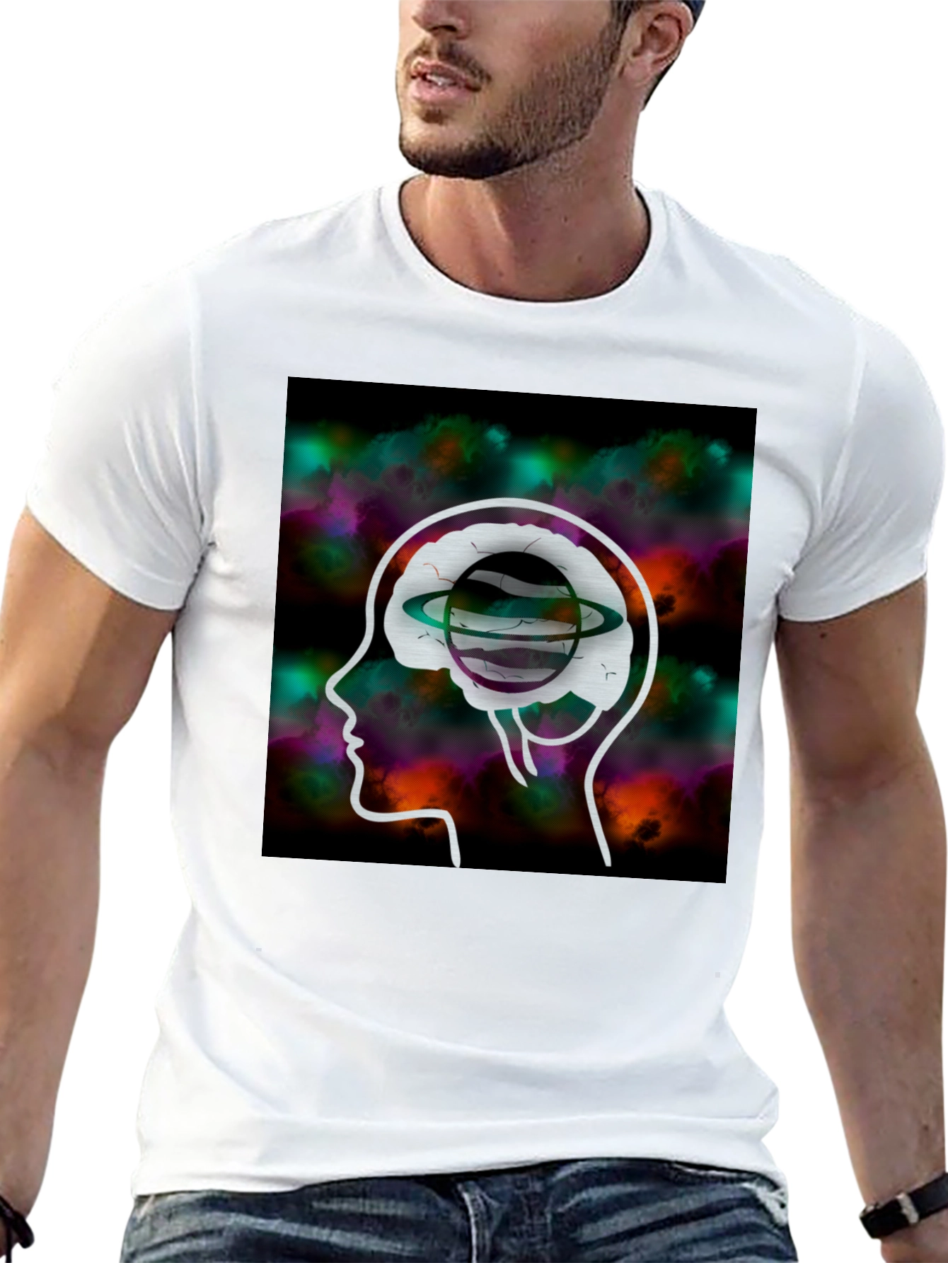 Brain Planet Graphic Tee - Creative Black T-Shirt