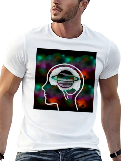 Brain Planet Graphic Tee - Creative Black T-Shirt