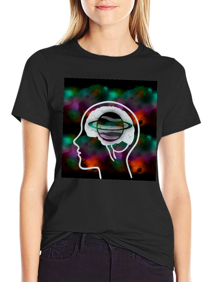 Brain Planet Graphic Tee - Creative Black T-Shirt
