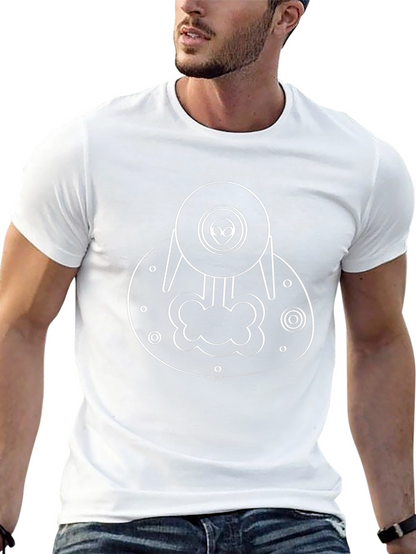 Alien Spaceship Graphic Black T-Shirt