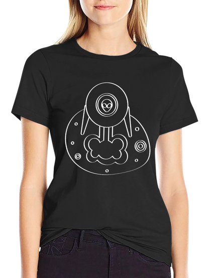 Alien Spaceship Graphic Black T-Shirt