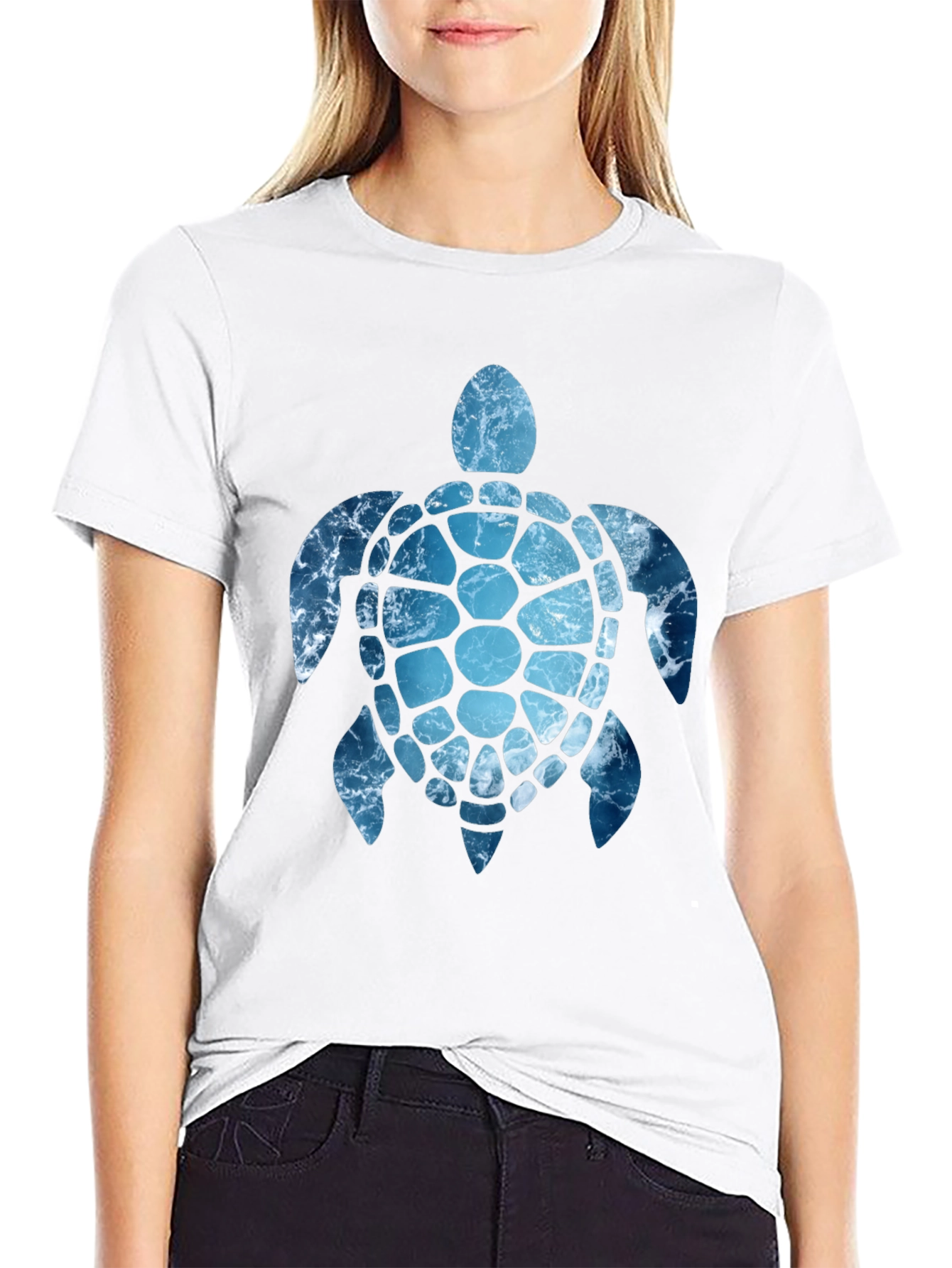 Ocean Wave Turtle Graphic Tee - Black
