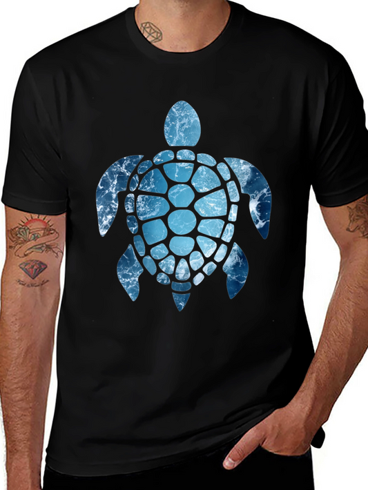 Ocean Wave Turtle Graphic Tee - Black