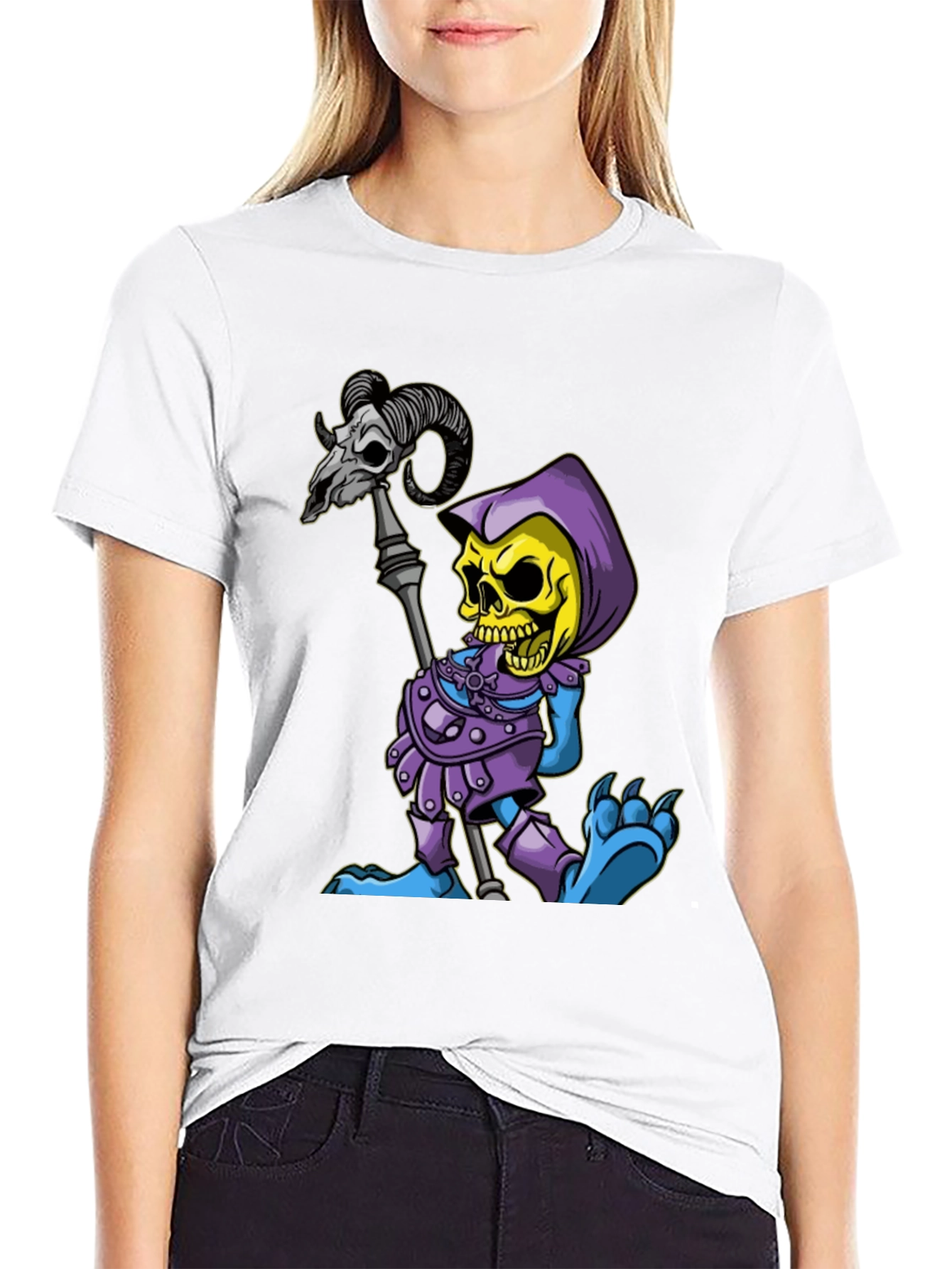 Skeletor Cartoon Graphic Black T-Shirt