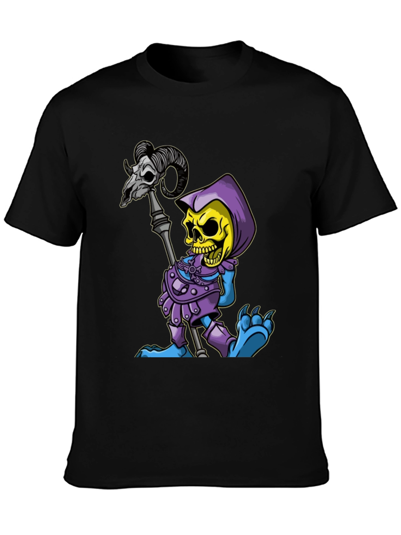 Skeletor Cartoon Graphic Black T-Shirt