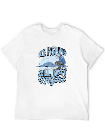 Ice Fishing All Day All Night Black T-Shirt