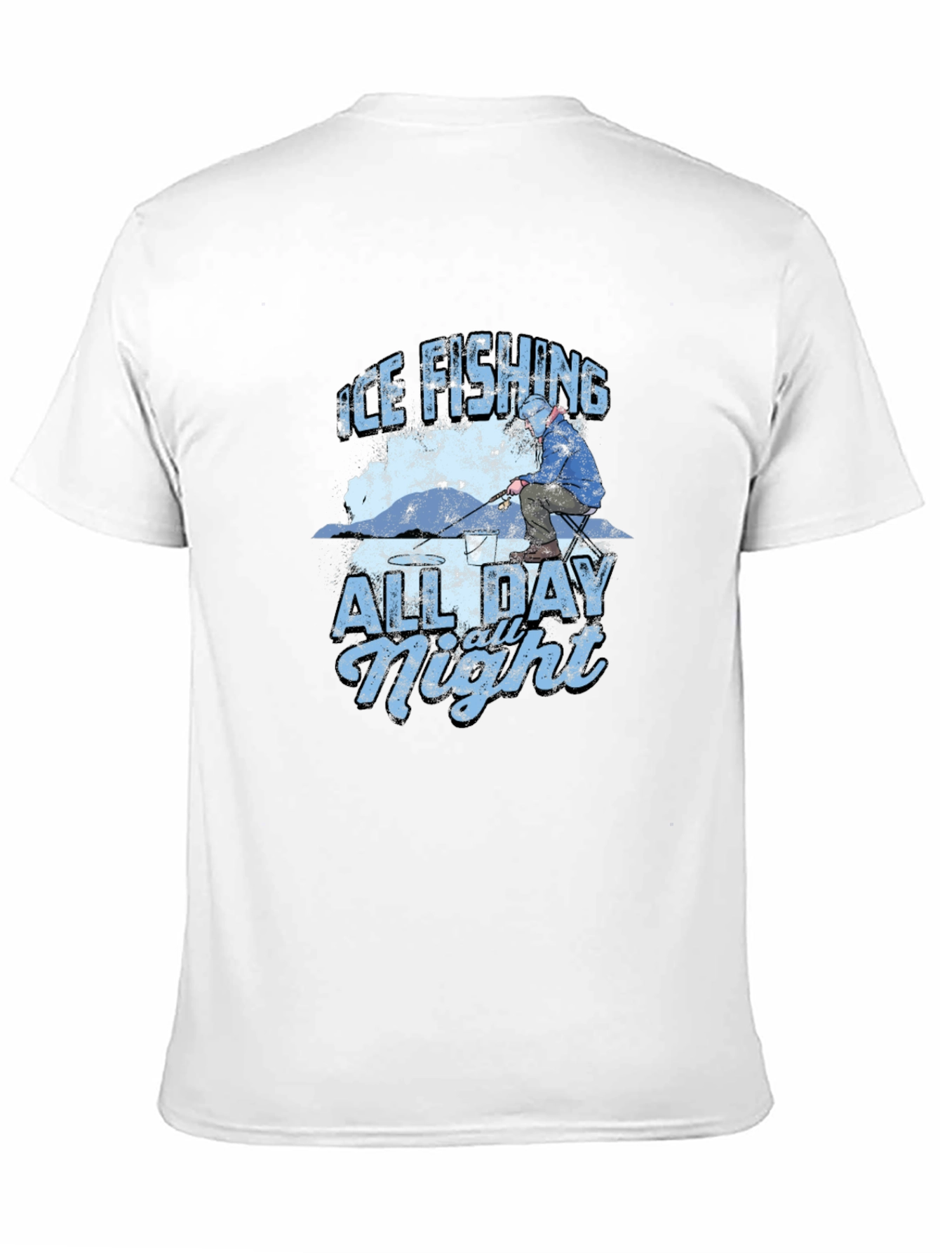 Ice Fishing All Day All Night Black T-Shirt