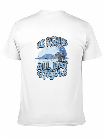 Ice Fishing All Day All Night Black T-Shirt