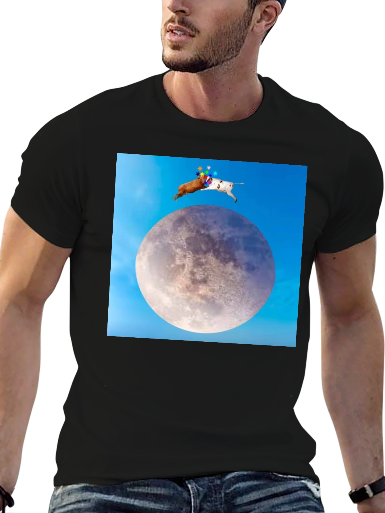 Novelty Moon Dogs Graphic T-Shirt