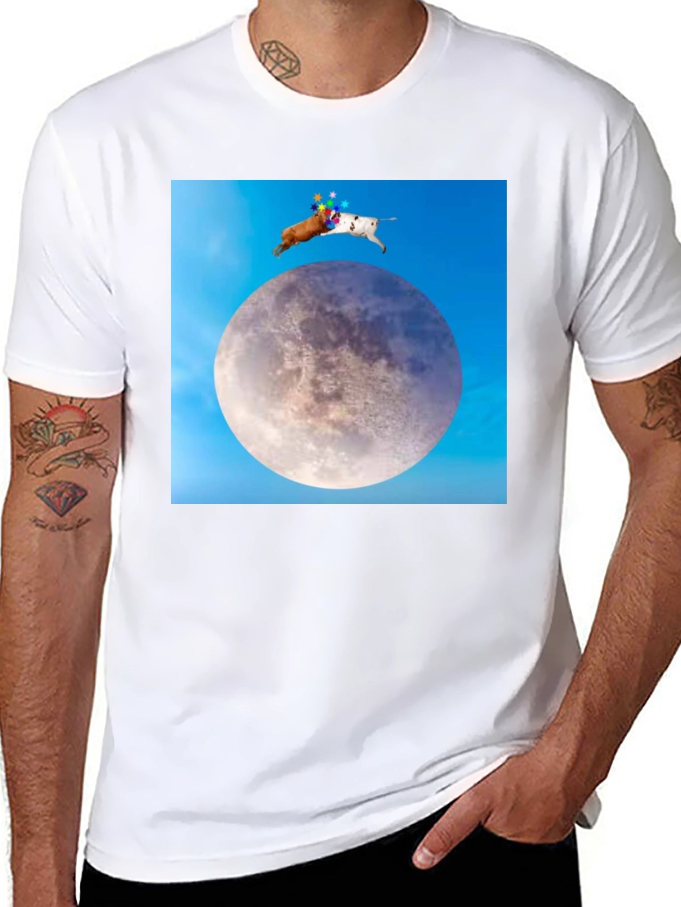 Novelty Moon Dogs Graphic T-Shirt
