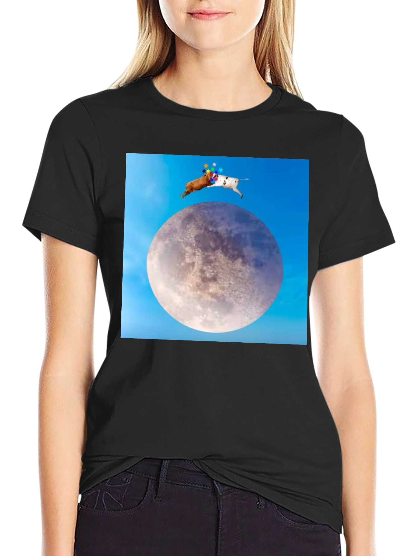 Novelty Moon Dogs Graphic T-Shirt