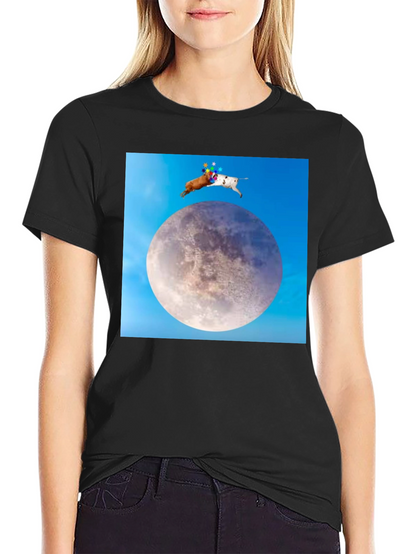 Novelty Moon Dogs Graphic T-Shirt