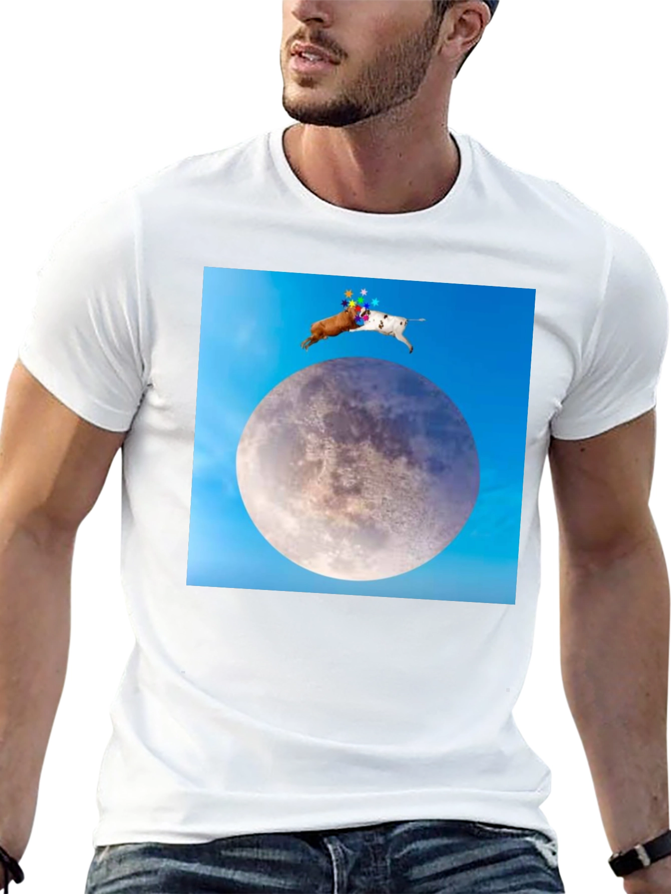 Novelty Moon Dogs Graphic T-Shirt